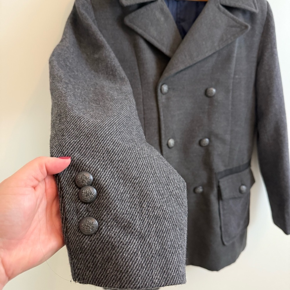 Charcoal Double-Breasted Pea‎ Coat - Picture 3 of 13